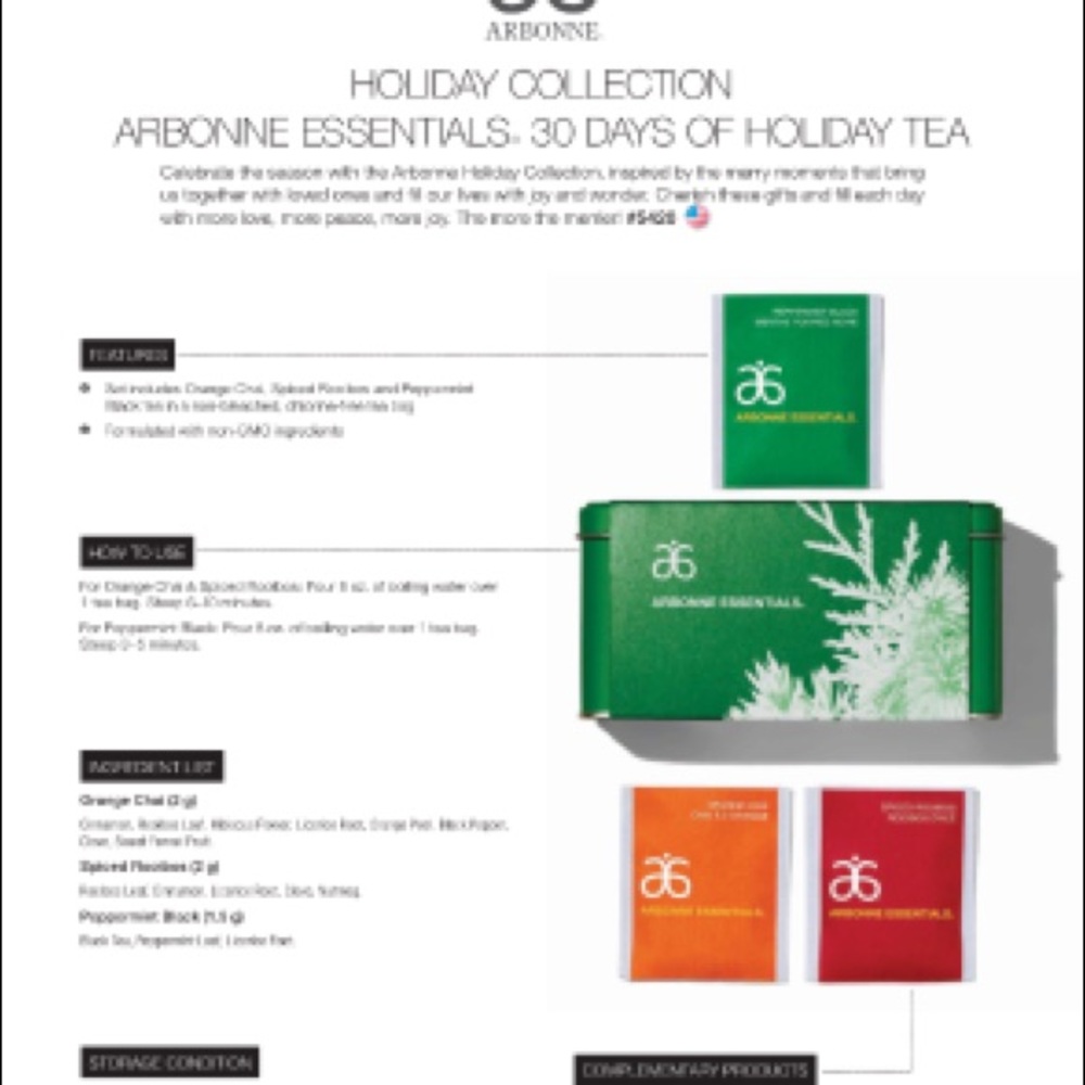 Arbonne 30 days of Holiday Tea Tin